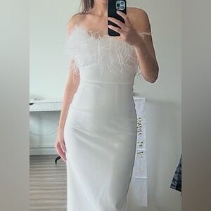 Strapless White Feather Dress